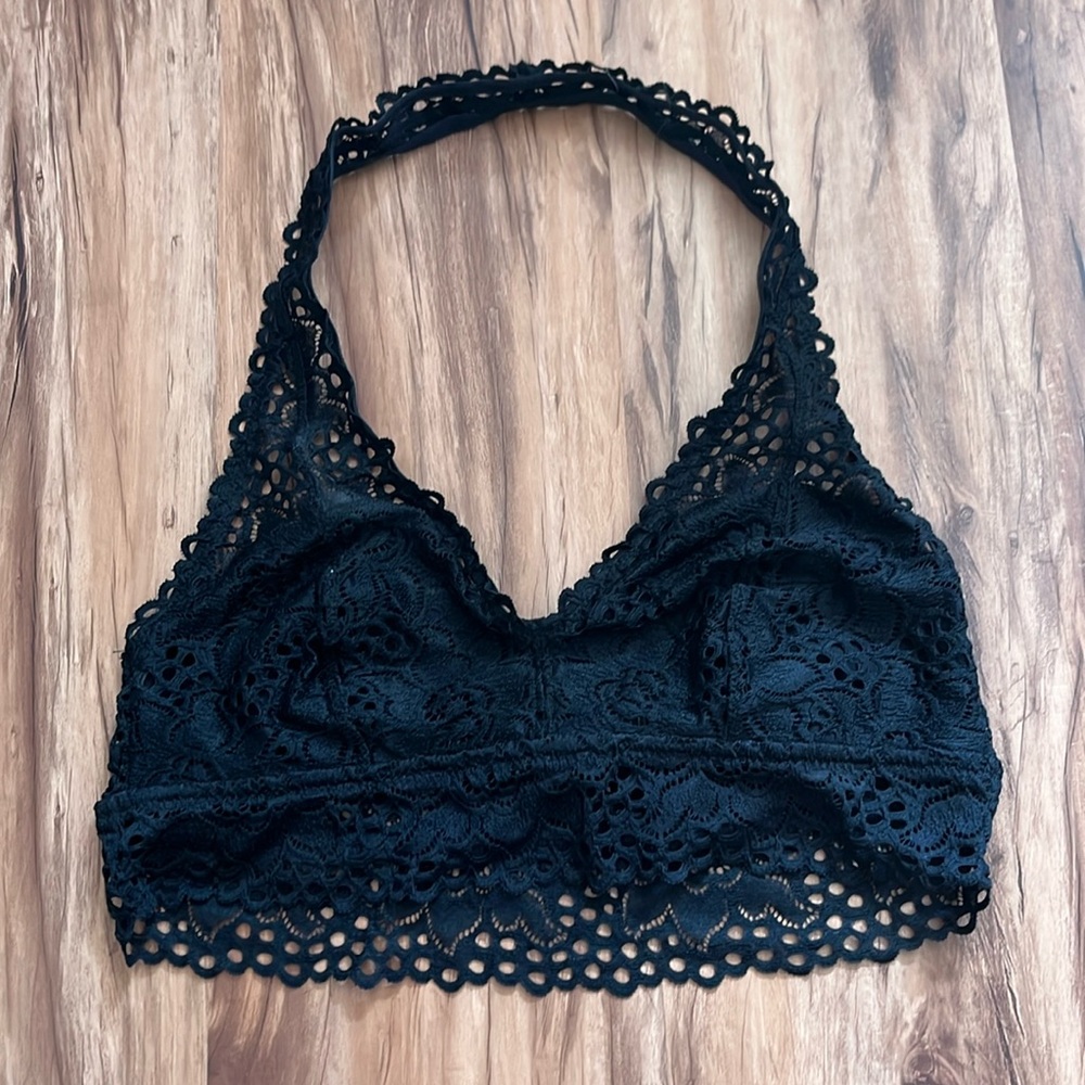 Aerie Black Lace Halter Bralette